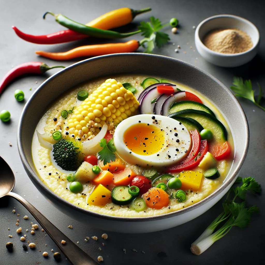 Griessuppe mit Ei und Gemüse