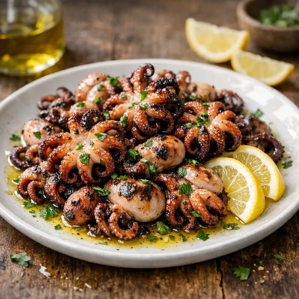 Grilled Baby Octopus with Lemon and Herbs