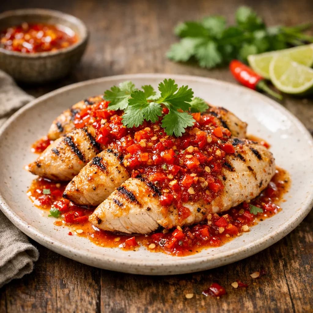Grilled Chicken with Fiery Chili Sauce