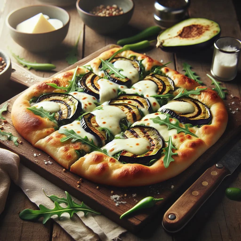 Grilled Eggplant and Arugula Focaccia