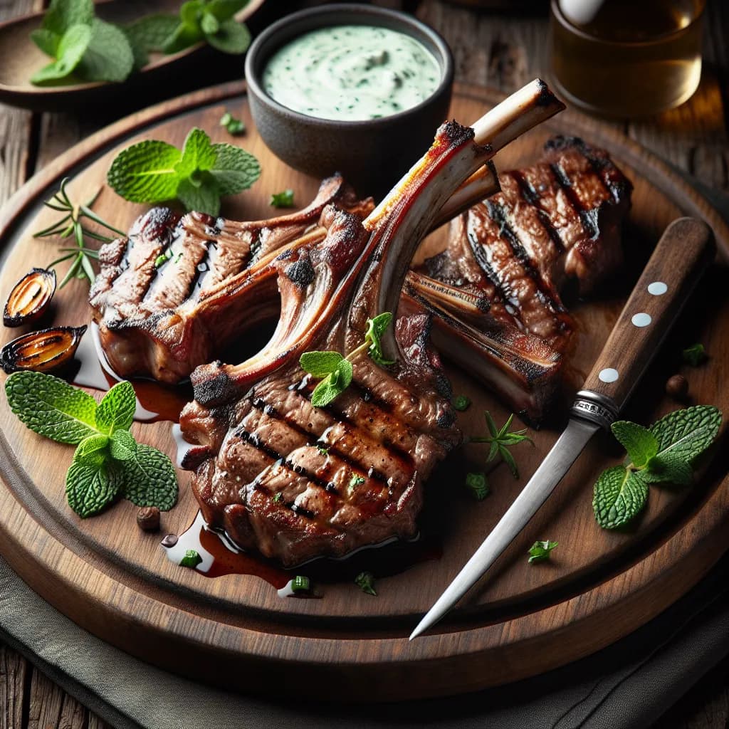 Grilled Lamb Chops with Mint Sauce