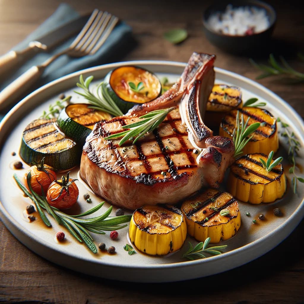 Grilled Pork Chops with Gem Squash