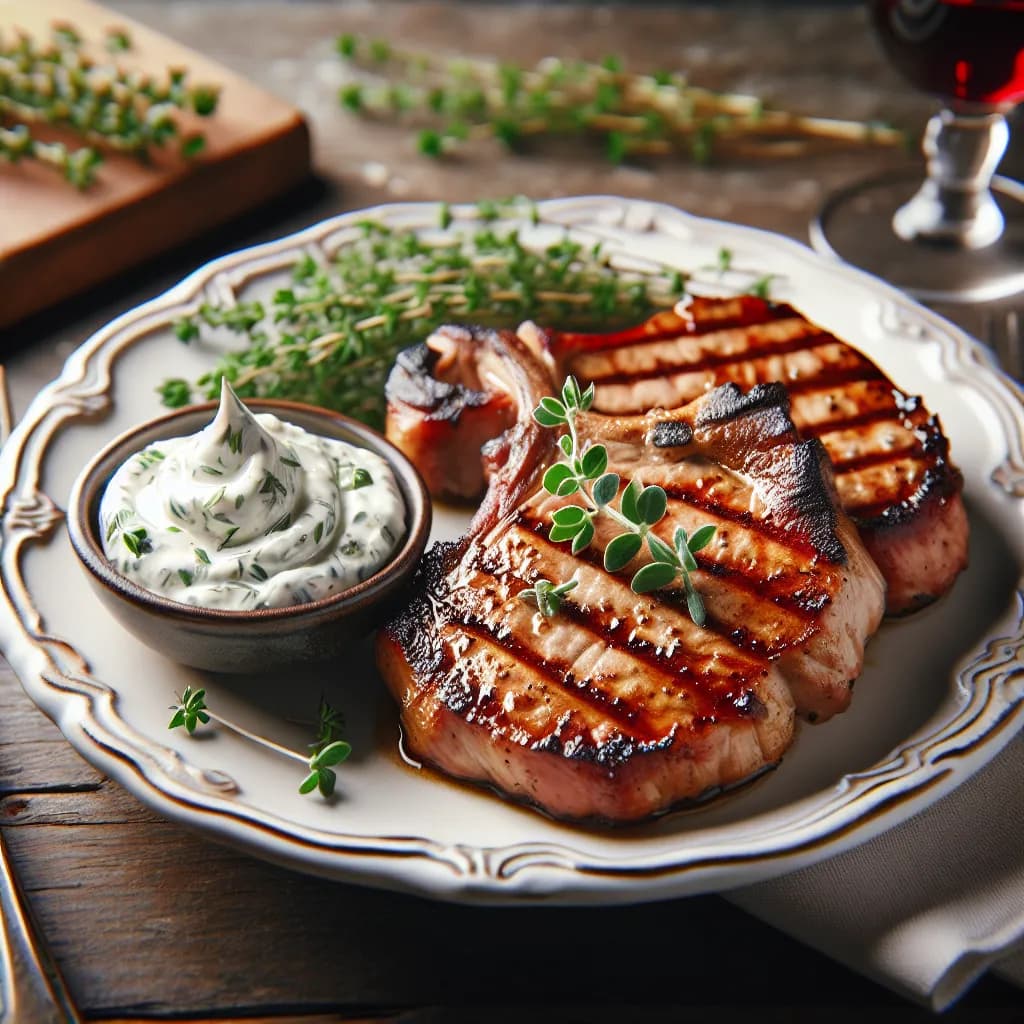 Grilled Pork Chops with Horseradish Cream