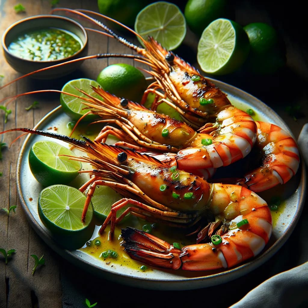 Grilled Prawns with Green Chili and Lime