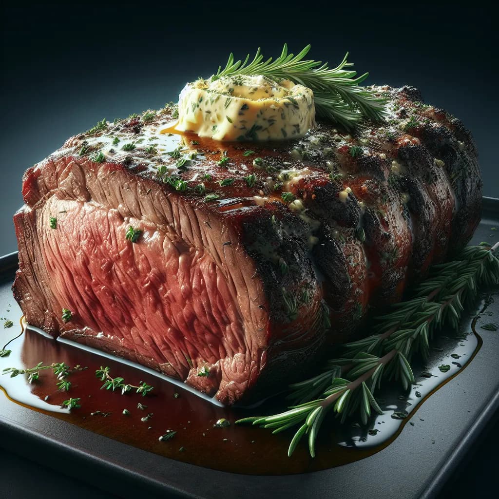 Grilled Prime Rib with Herb Butter