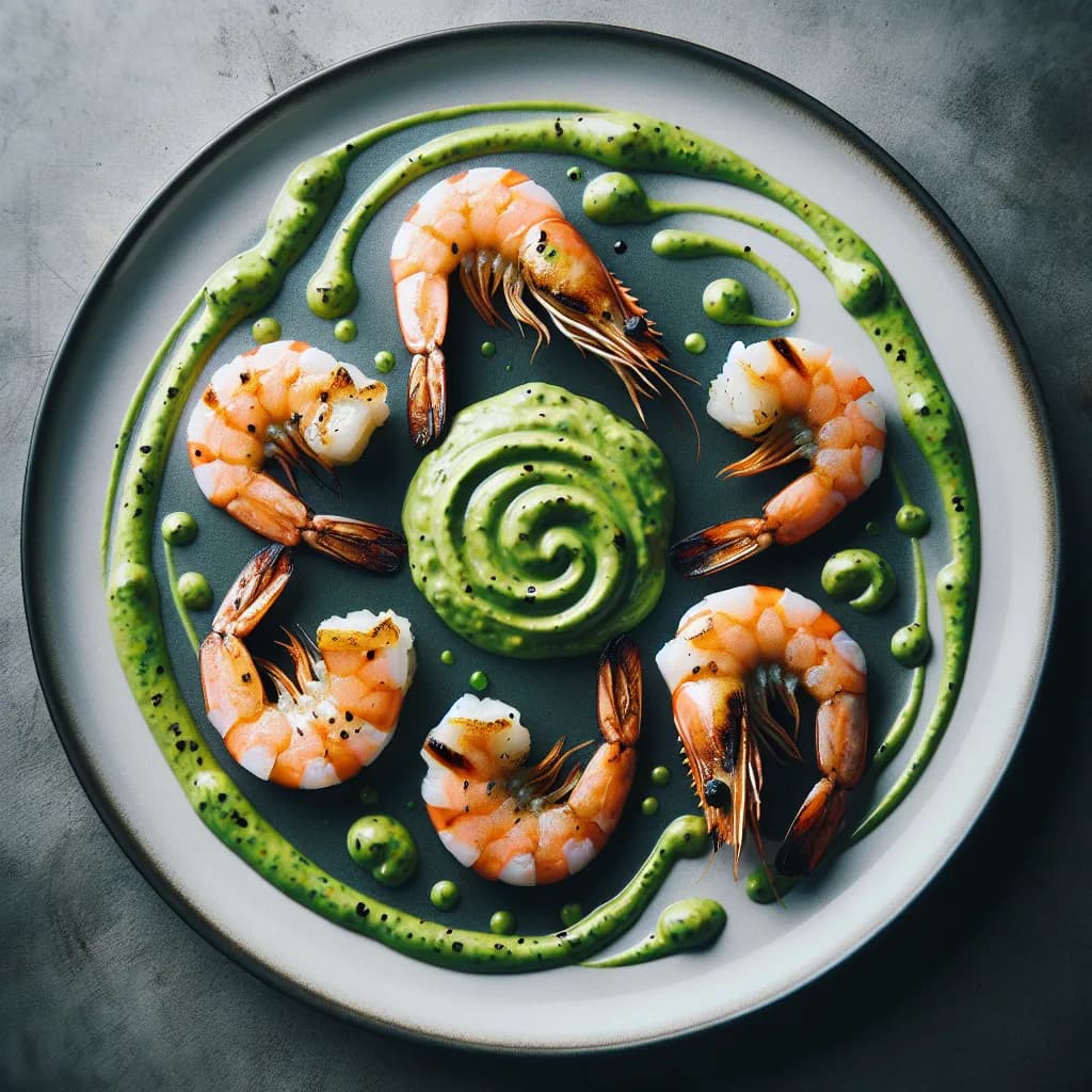 Grilled Shrimp with Green Avocado Sauce