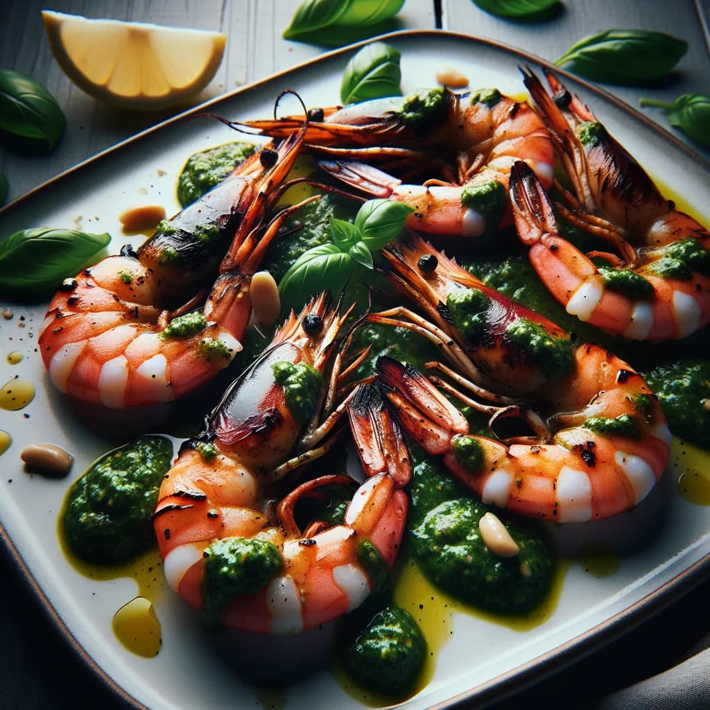Grilled Shrimp with Green Pesto