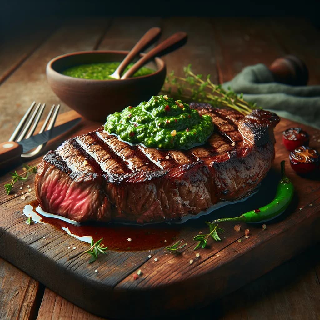 Grilled Sirloin Steak with Chimichurri Sauce
