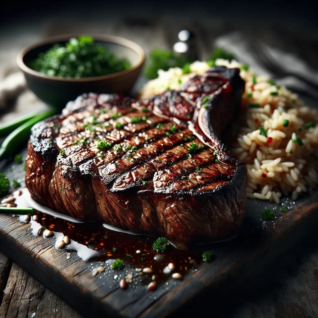 Grilled Steak with Herbed Rice