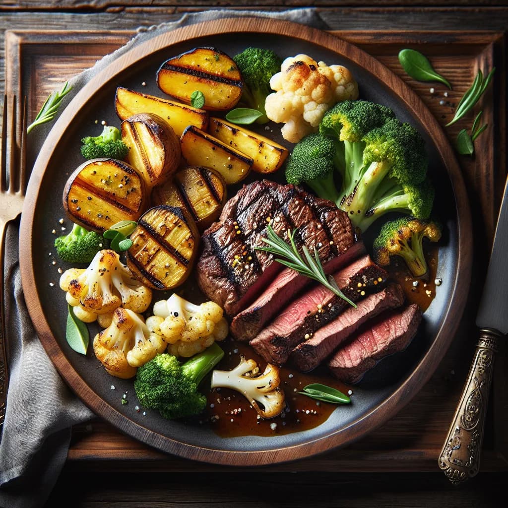 Grilled Steak with Roasted Vegetables