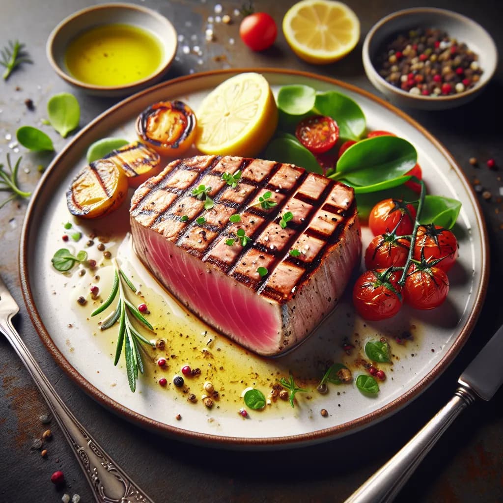 Grilled Tuna Steak with Lemon Herb Marinade