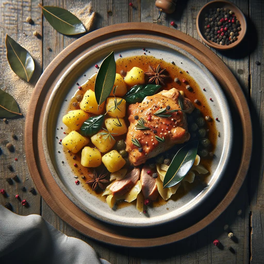 Hähnchen Adobo mit Kartoffeln