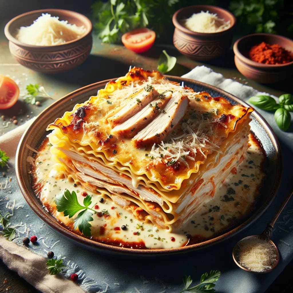 Hähnchen Alfredo Lasagne