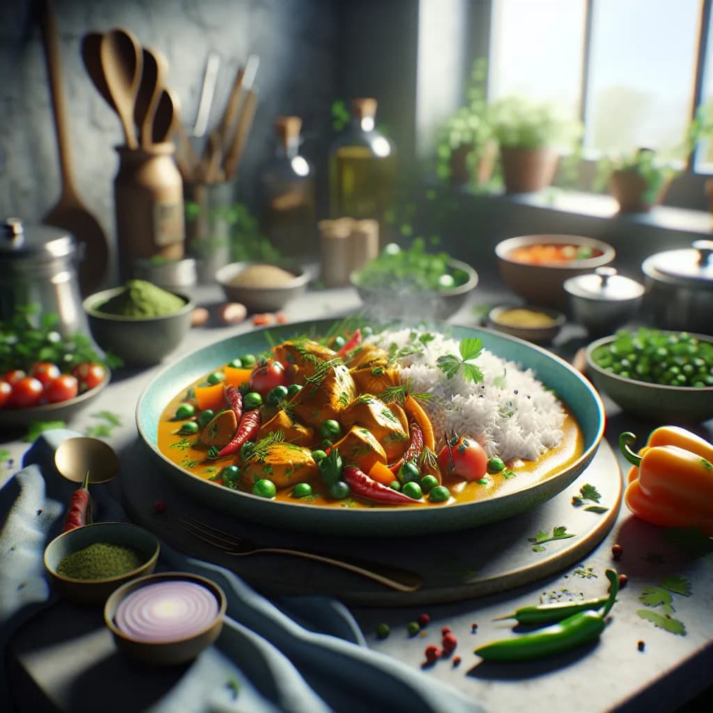 Hähnchen Curry mit Reis