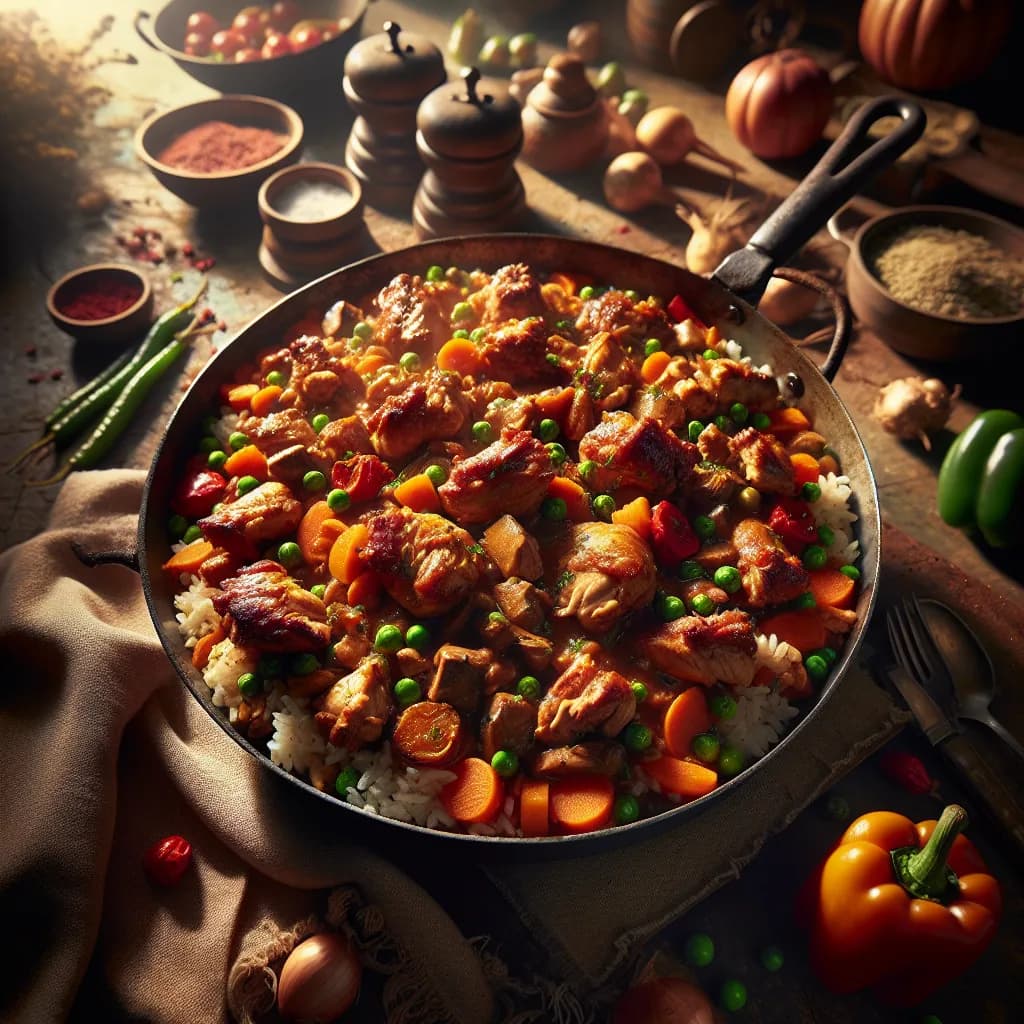 Hähnchen-Reis Pfanne mit Gemüse