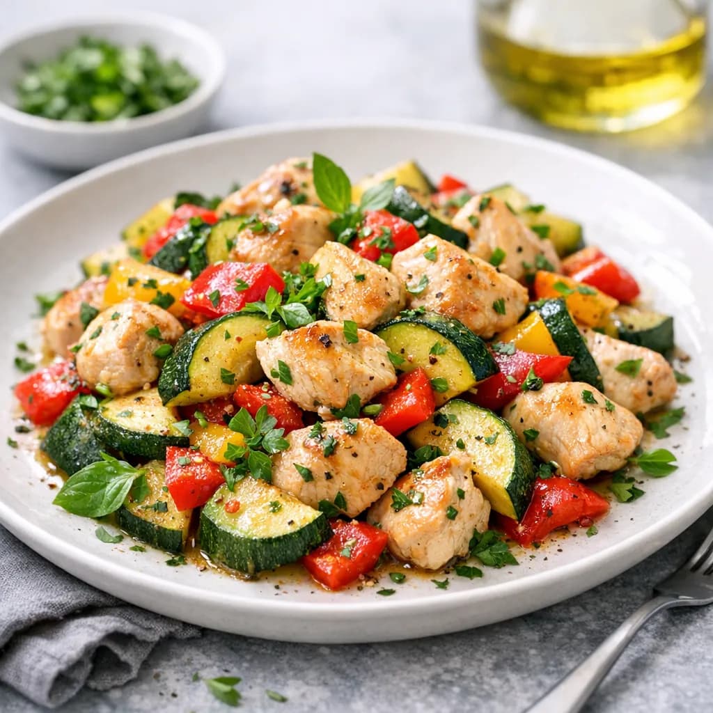 Hähnchen-Zucchini-Pfanne mit Kräutern