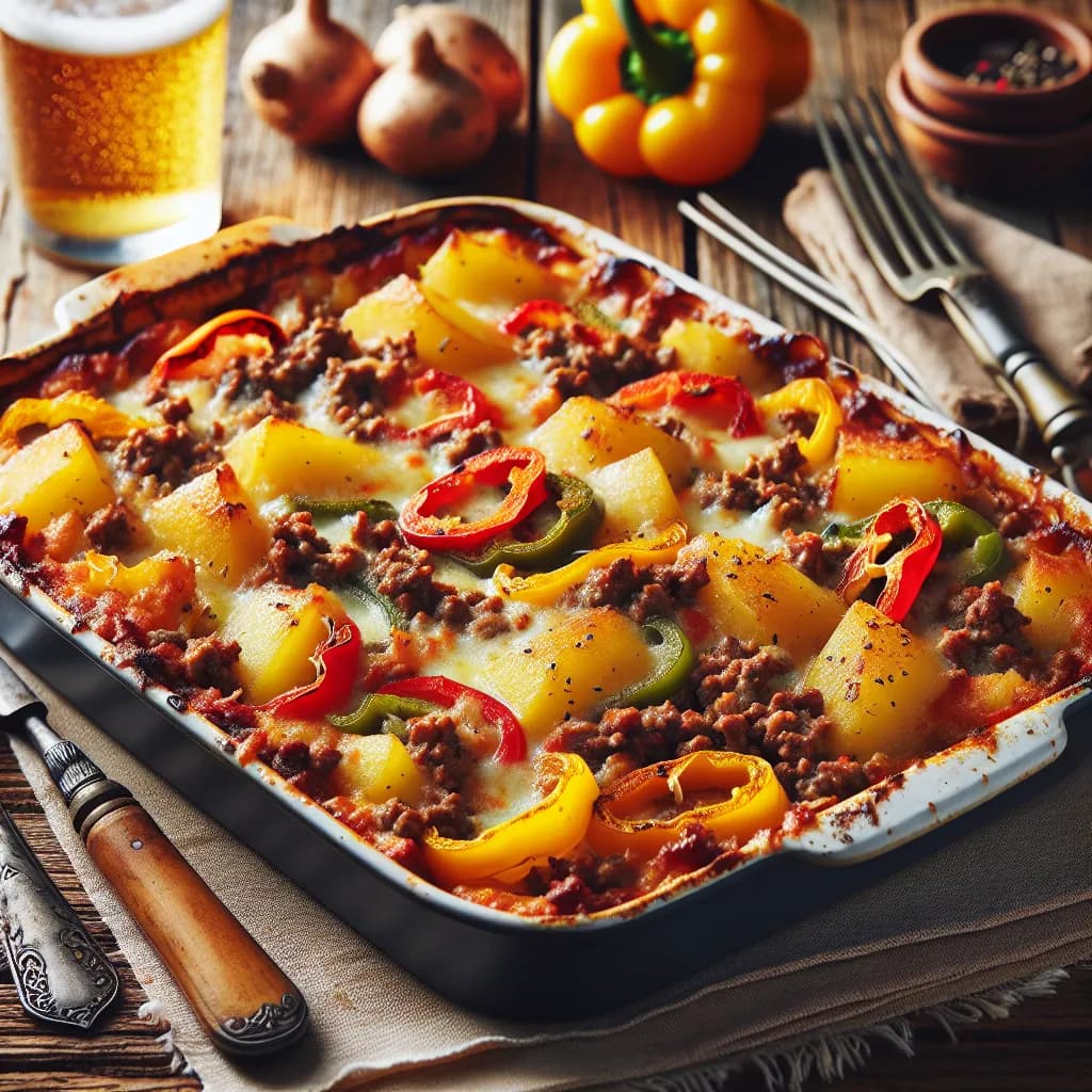 Hackfleisch-Kartoffel-Paprika-Gratin