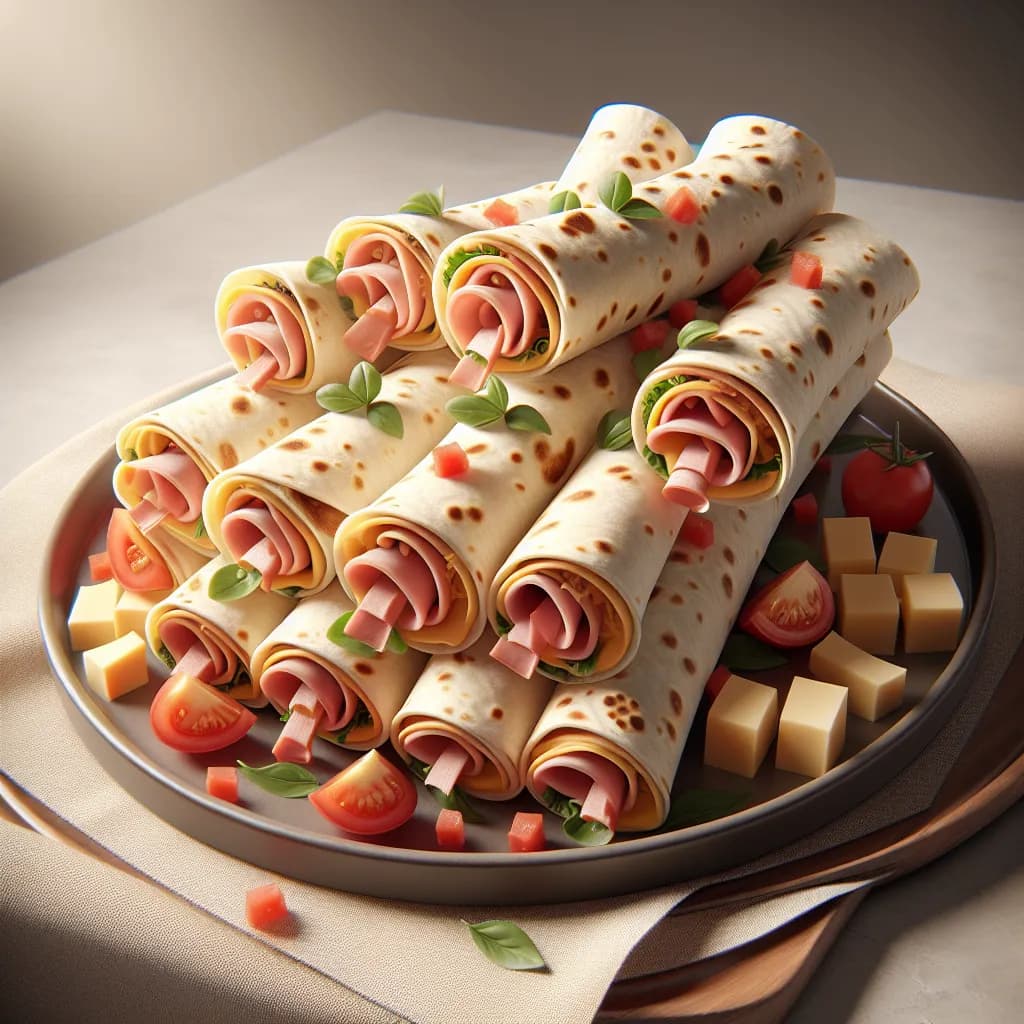 Ham and Cheese Tortilla Roll-Ups