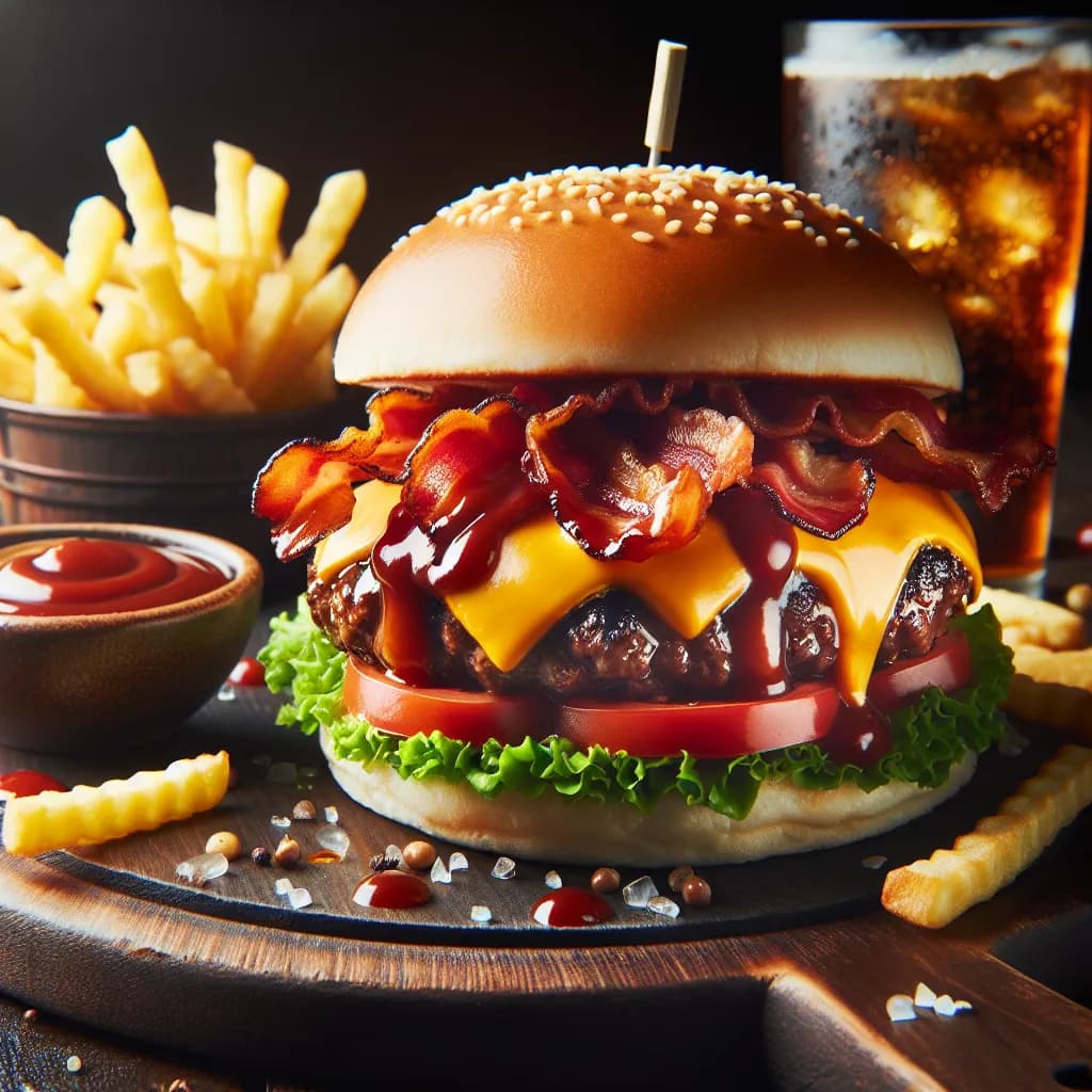 Hamburger Piccante con Salsa Barbecue e Bacon