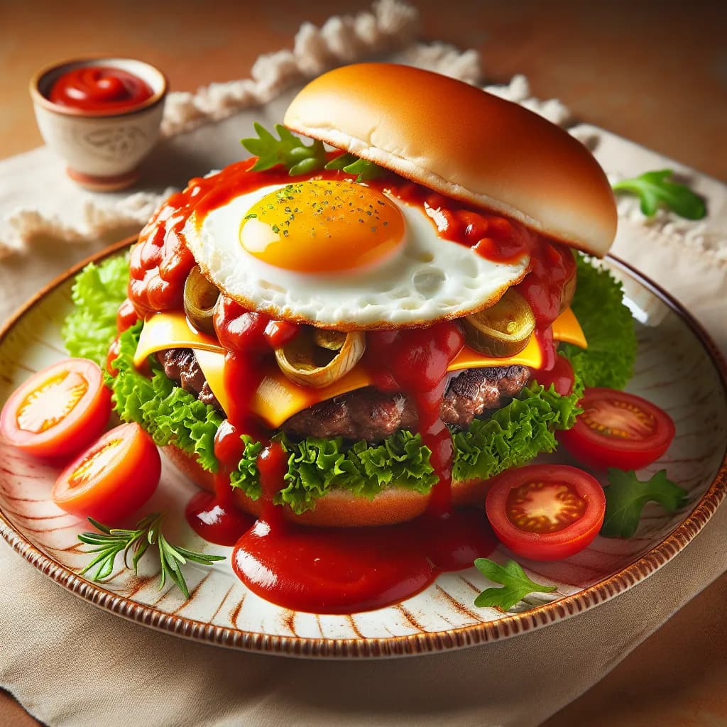 Hamburger con Uova e Salsa di Pomodoro