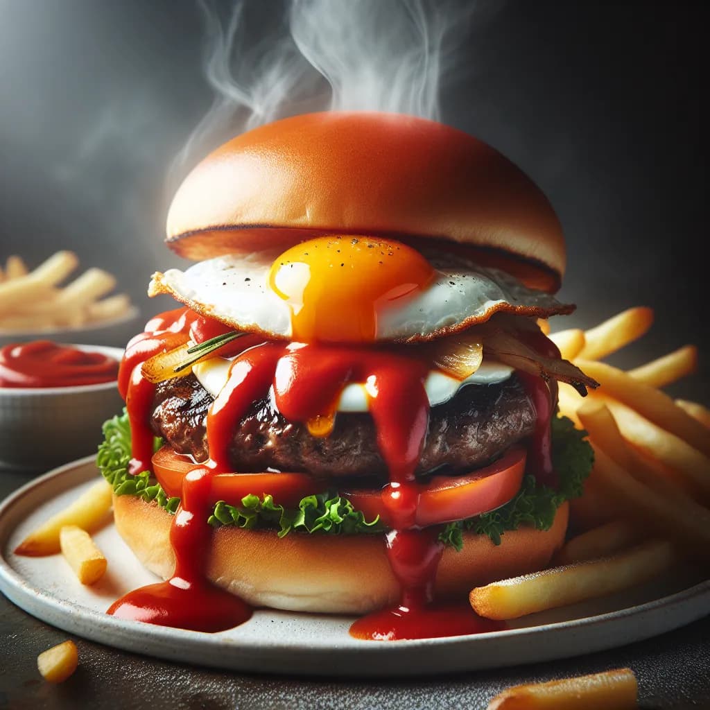 Hamburger con Uova e Salsa di Pomodoro