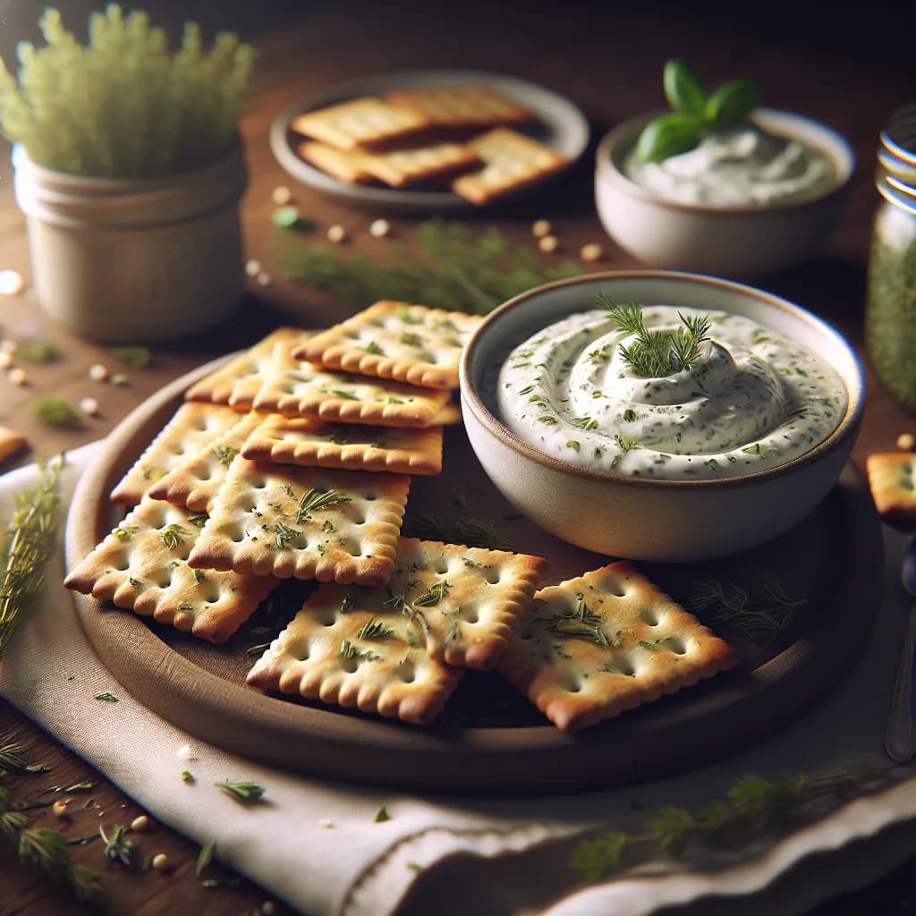 Herbed Crackers with Creamy Dip