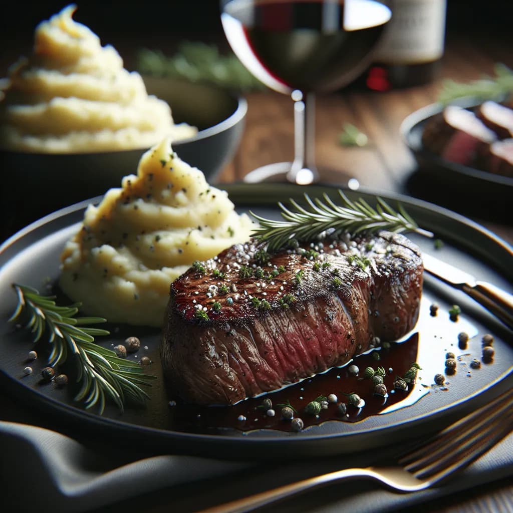 Herbed Steak with Mashed Potatoes