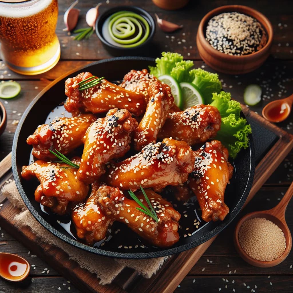 Honey Garlic Chicken Wings with Sesame