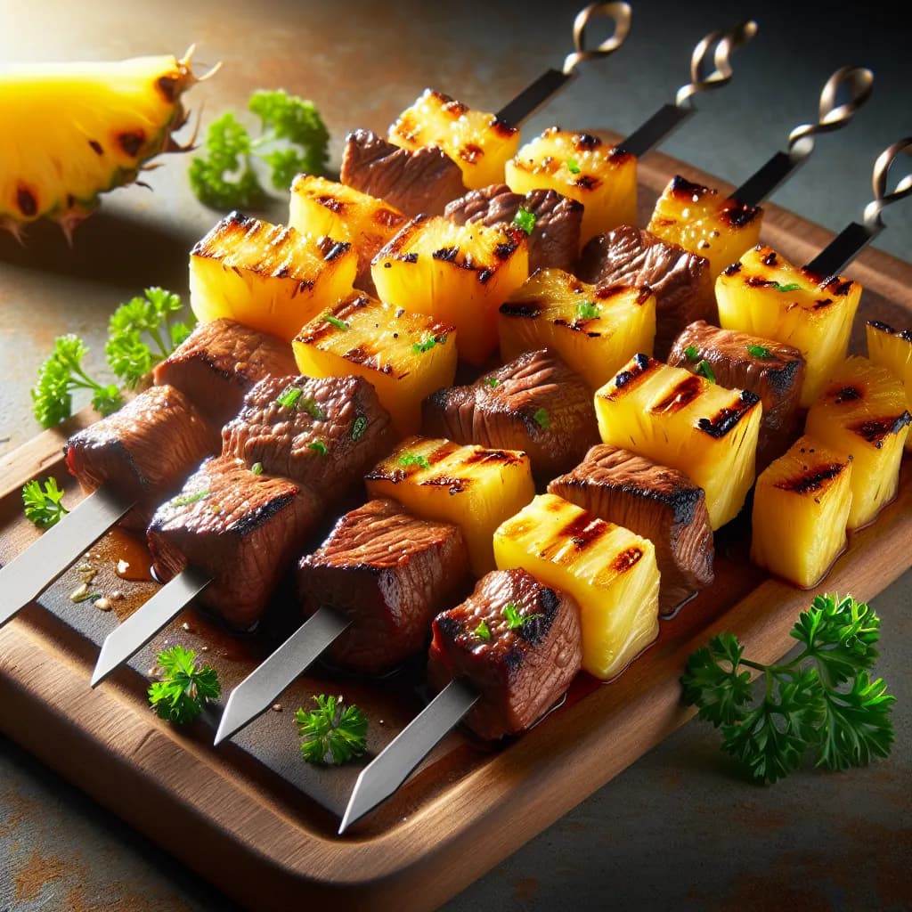 Hot Beef and Pineapple Skewers