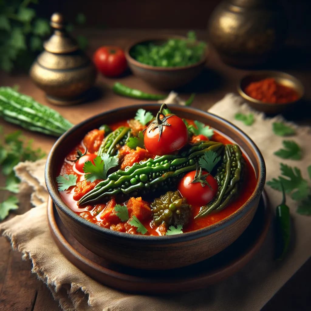 Hot Bitter Gourd and Tomato Curry