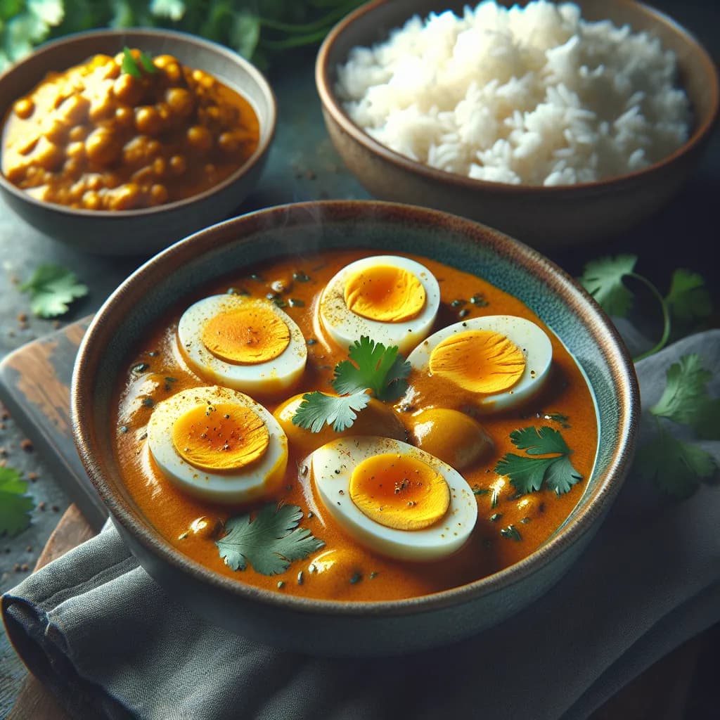 Hot Egg Curry with Rice
