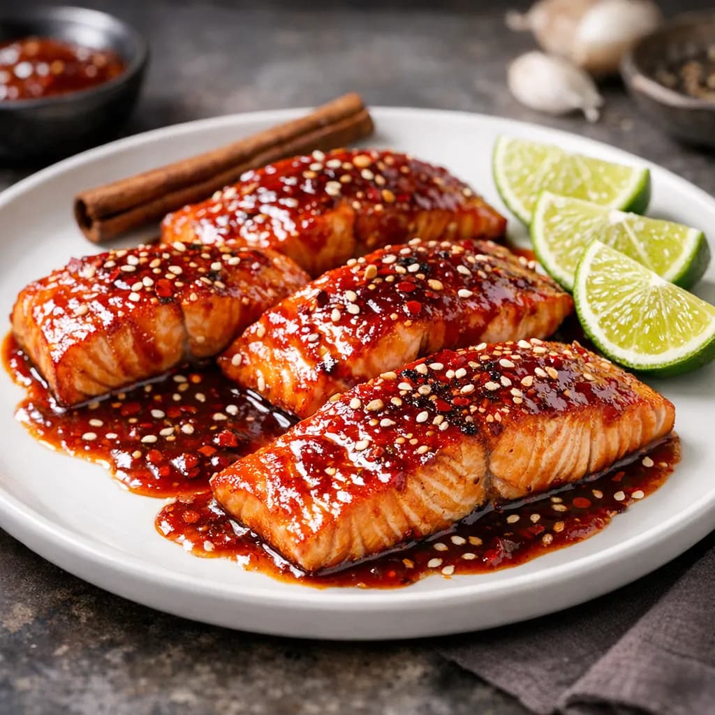 Hot Gochujang-Glazed Salmon with Oomommi