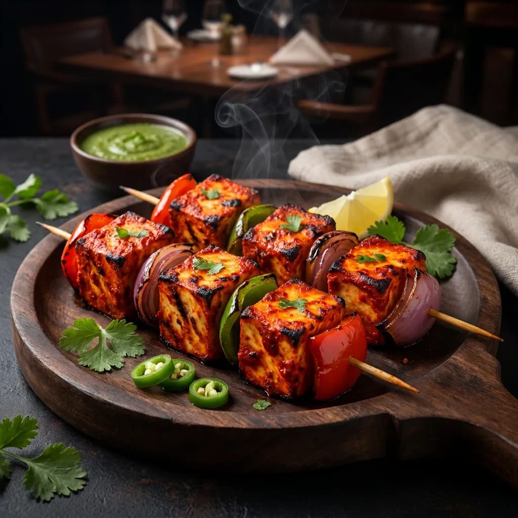 Hot Low-Fat Paneer Tikka Skewers