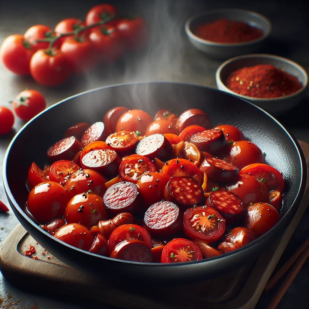 Hot Sausage and Tomato Stir-Fry