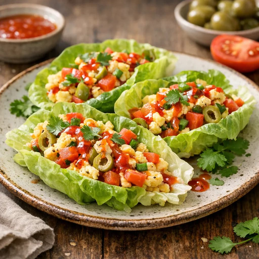 Hot Tomato & Egg Lettuce Wraps