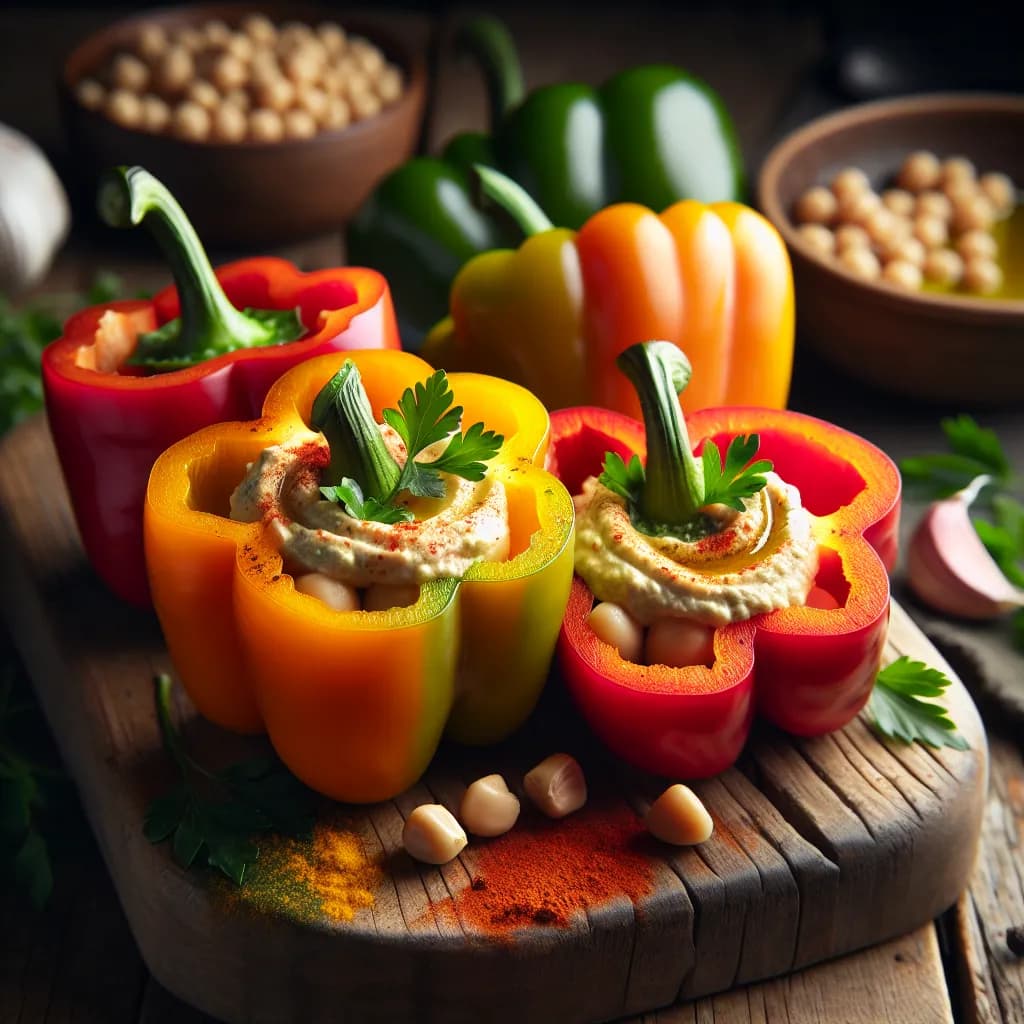 Hummus Stuffed Peppers