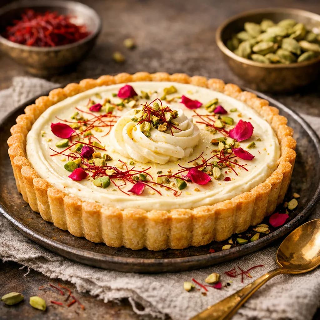 Indian Cardamom Saffron Mascarpone Tart