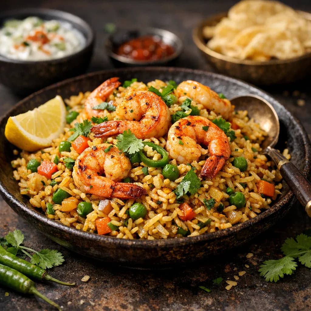 Indian-Style Shrimp Fried Rice