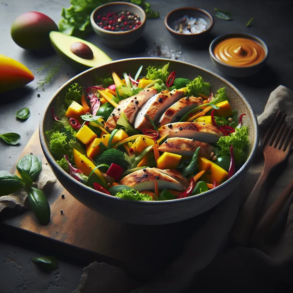 Insalata di Mango e Cosce di Pollo