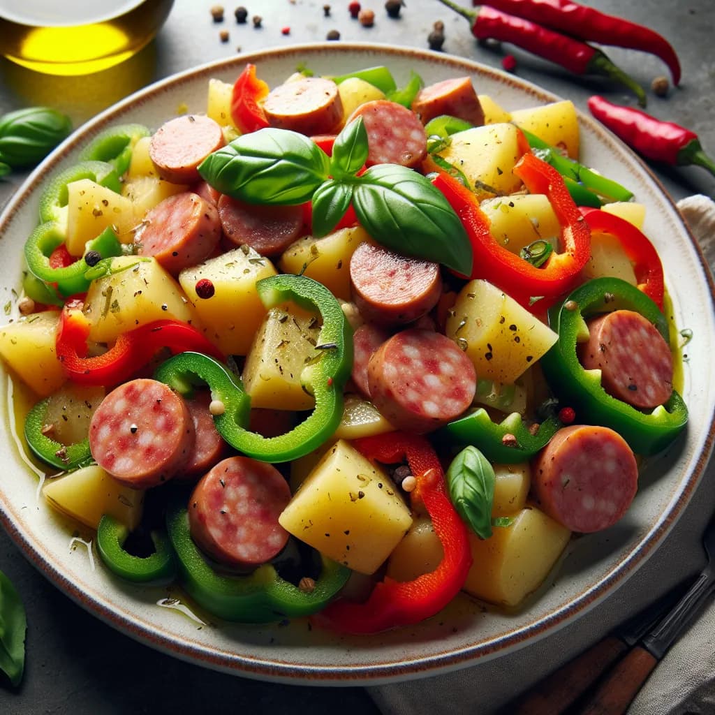 Insalata di Patate con Salsiccia e Peperone