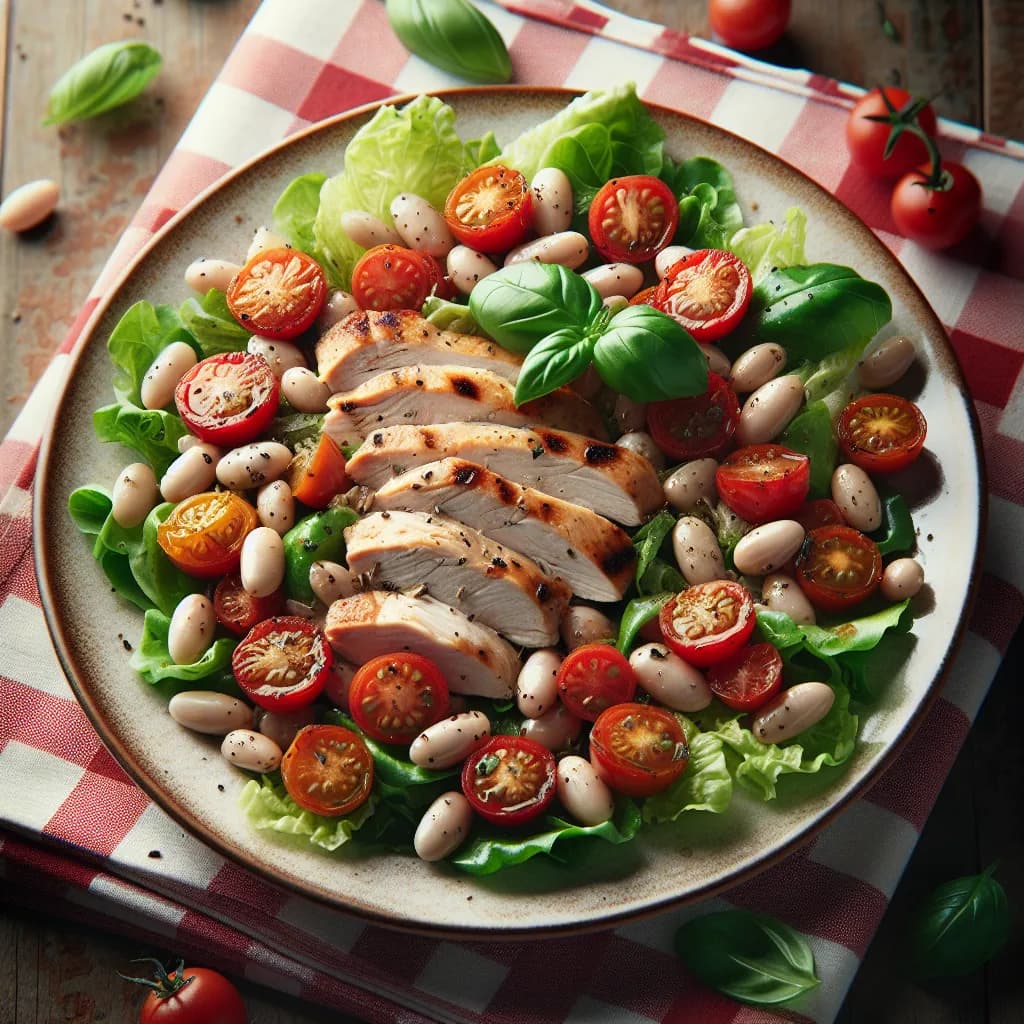 Insalata di Pollo con Pomodorini e Fagioli