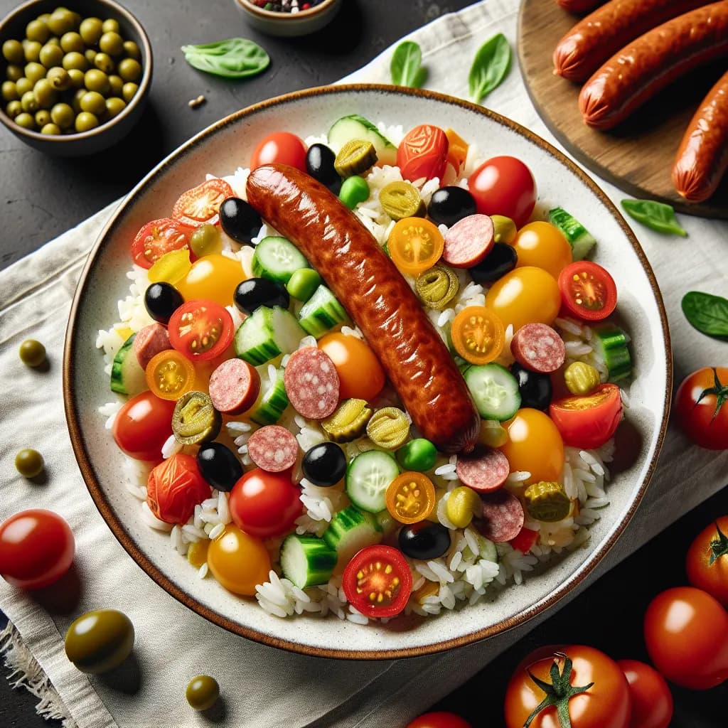 Insalata di Riso con Wurstel e Pomodorini