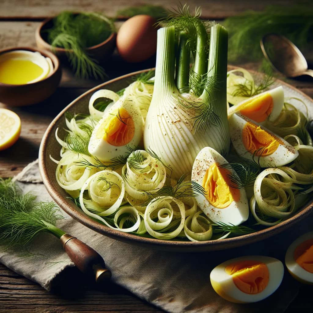 Insalata di finocchio, uovo sodo e limone