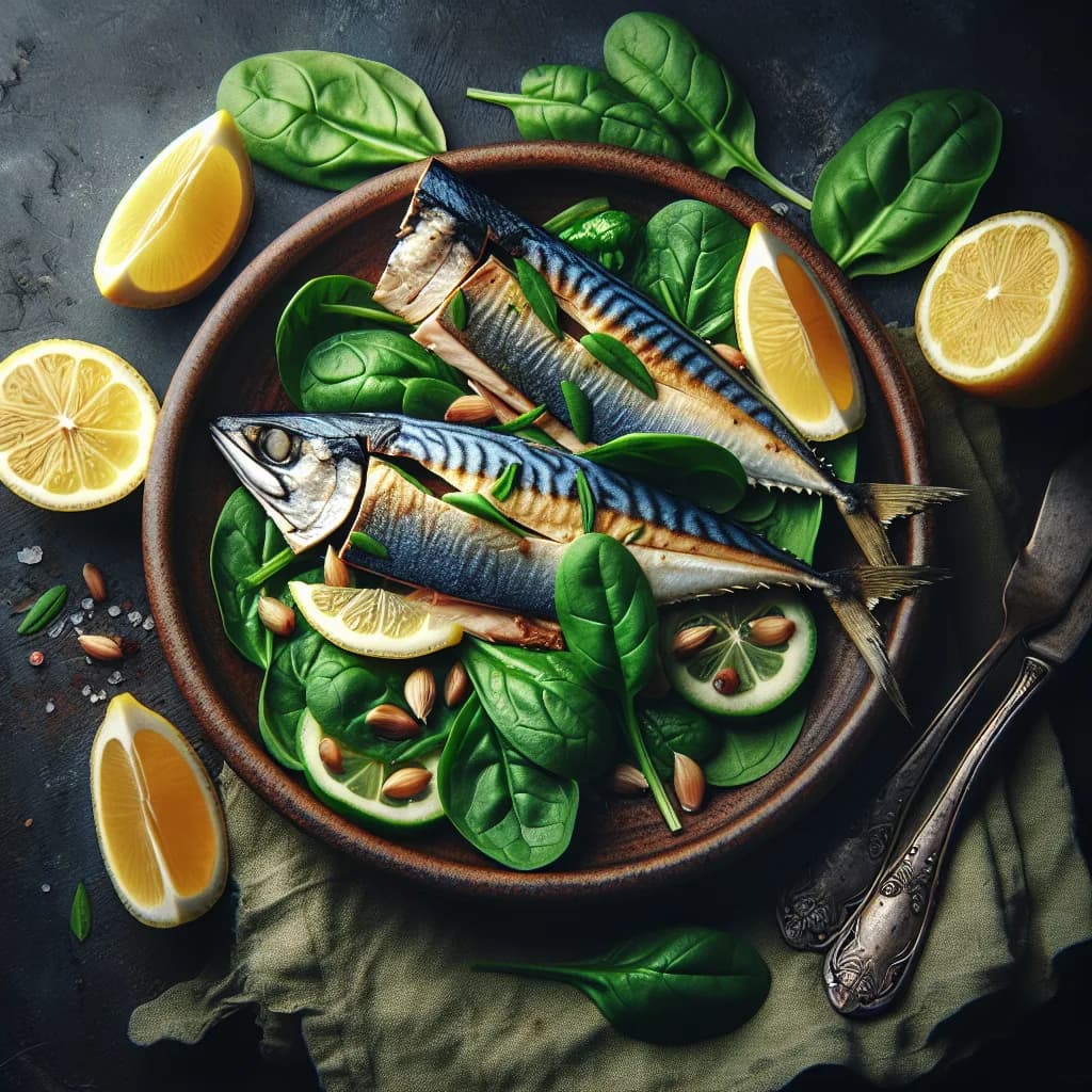 Insalata di sgombro, spinaci e limone