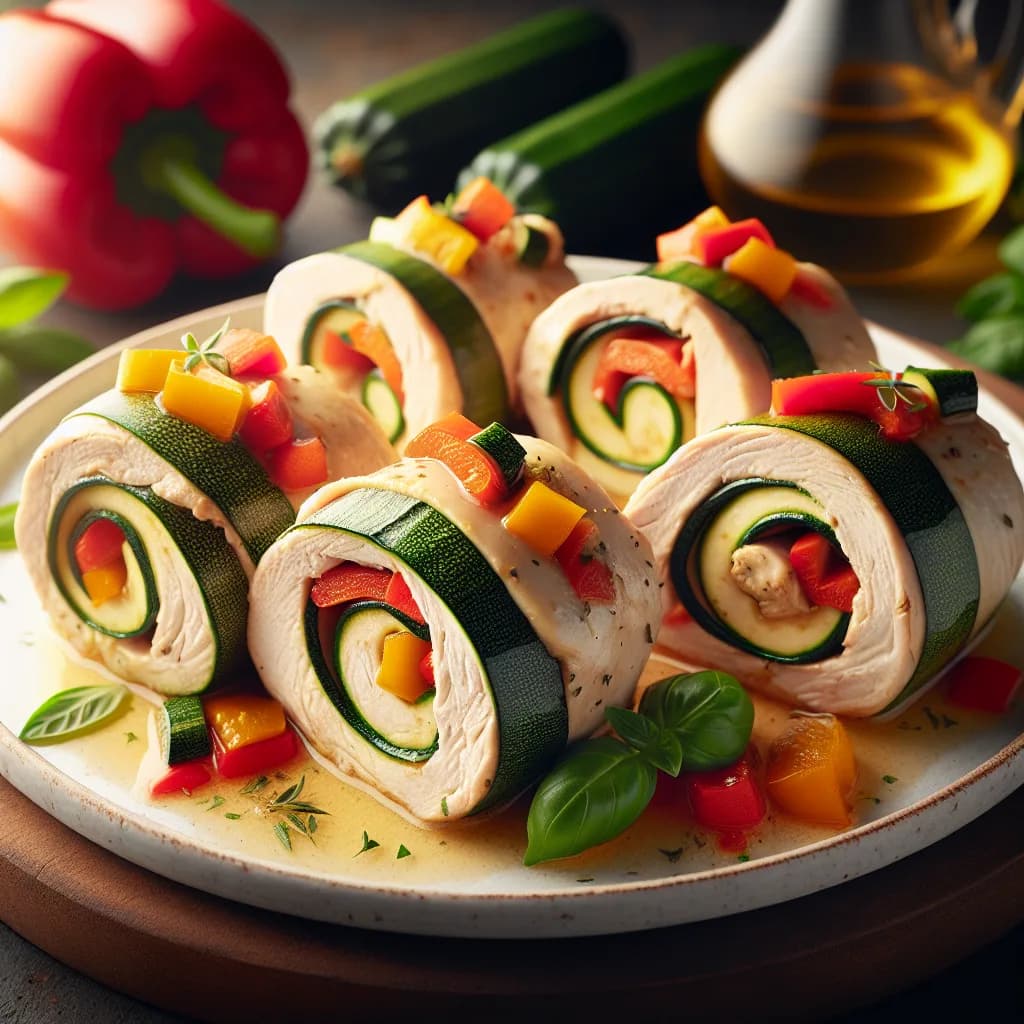 Involtini di pollo con zucchine e peperoni