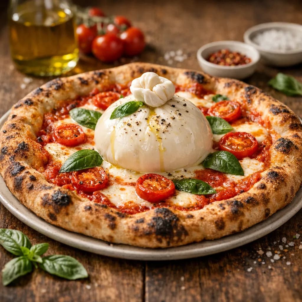 Italian Style Margherita Pizza with Burrata