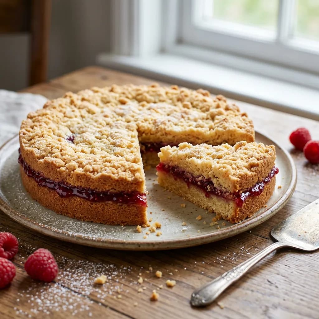 Jammy Shortbread Biscuit Cake