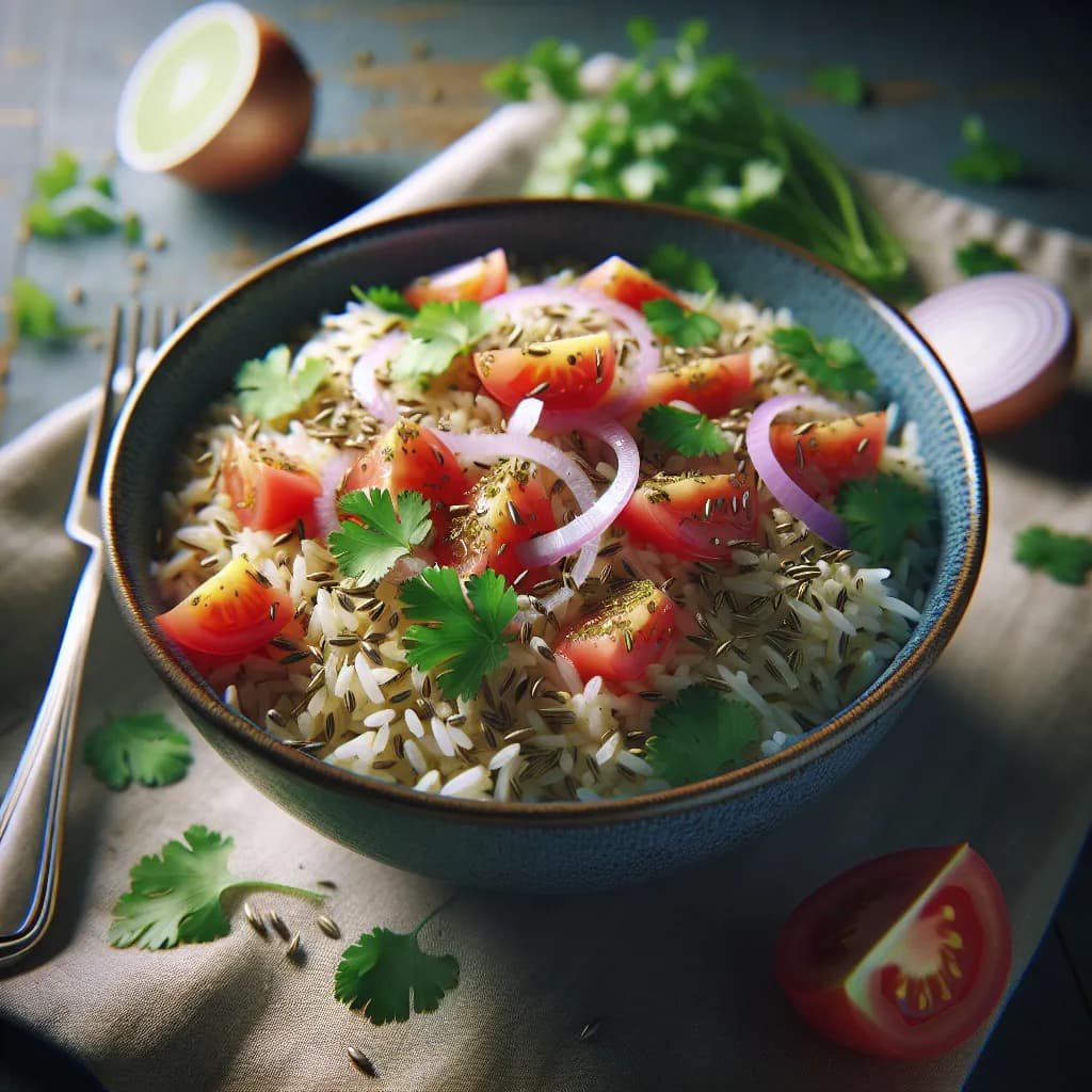 Jeera Rice with Onion and Tomato