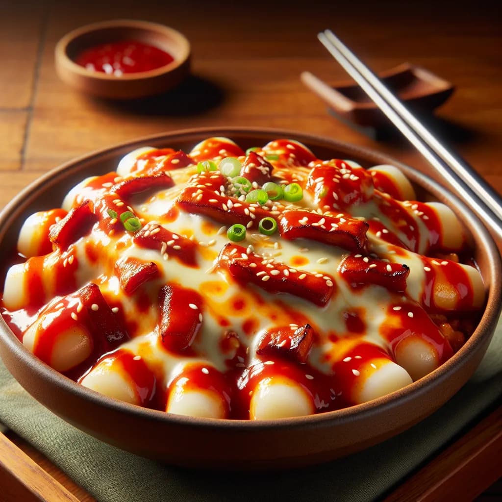 Käse Tteokbokki mit Dönerfleisch