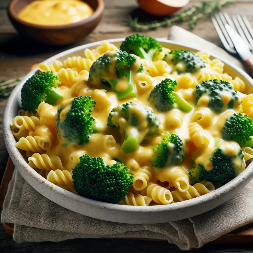Käsesauce mit Broccoli und Nudeln